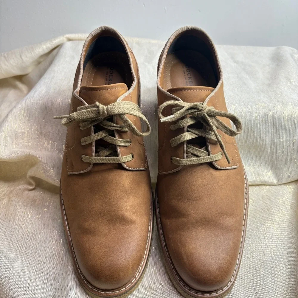 Dockers Mens Tan Leather Oxford Dress Shoes Lace Up Size 12M